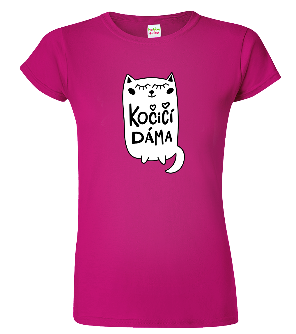 Dámské tričko s kočkou - Kočičí dáma Velikost: XL, Barva: Fuchsia red (49)