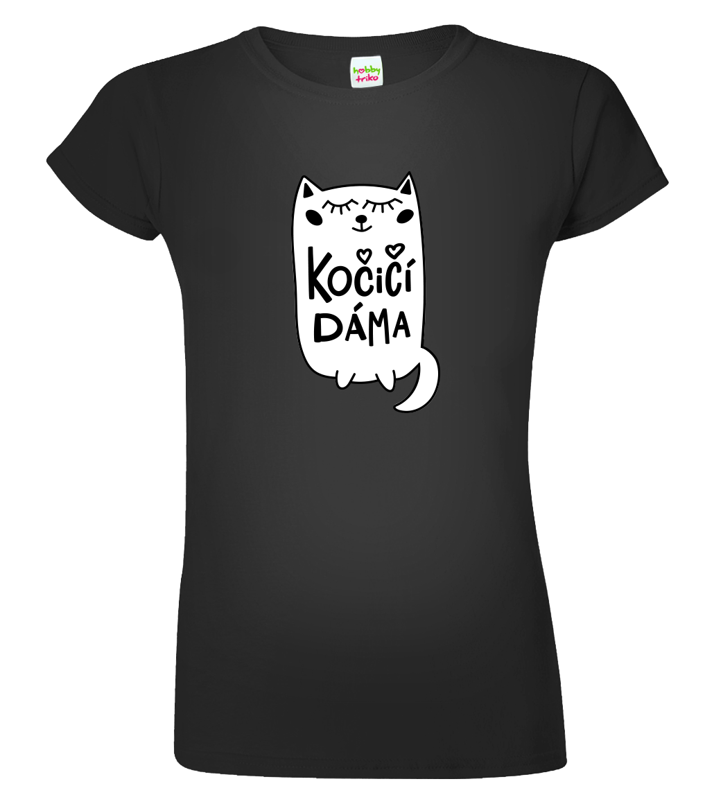 Dámské tričko s kočkou - Kočičí dáma Velikost: 3XL, Barva: Černá (01)