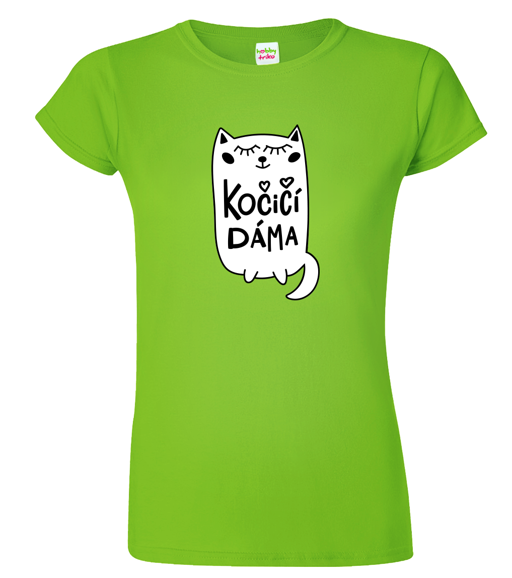 Dámské tričko s kočkou - Kočičí dáma Velikost: L, Barva: Apple Green (92)