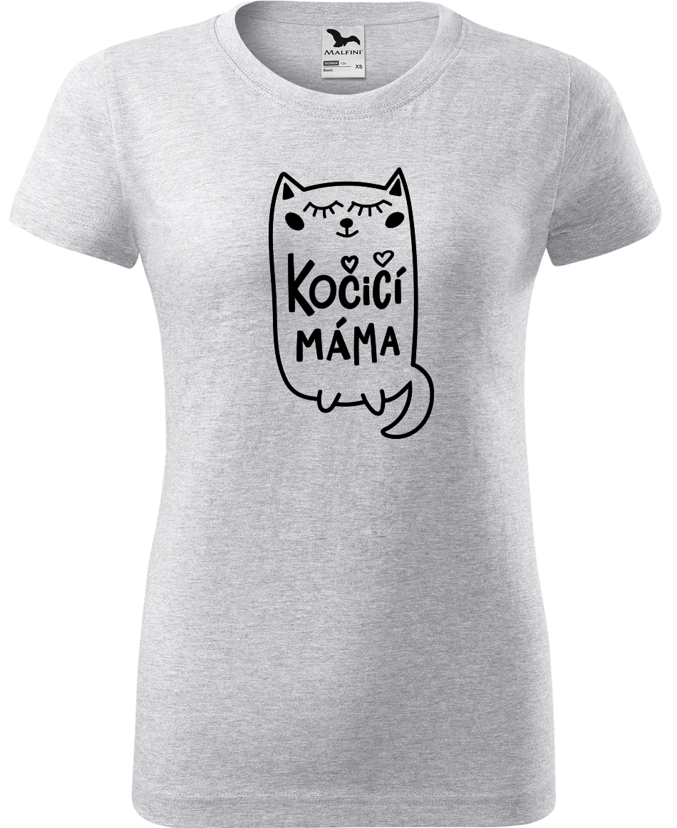 Tričko pro maminku - Kočičí máma Velikost: XL, Barva: Světle šedý melír (03)