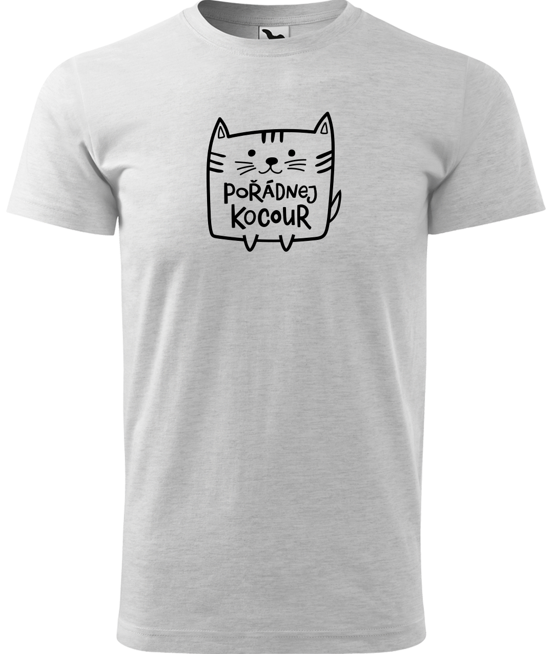 Pánské tričko s kočkou - Pořádnej kocour Velikost: XL, Barva: Světle šedý melír (03)