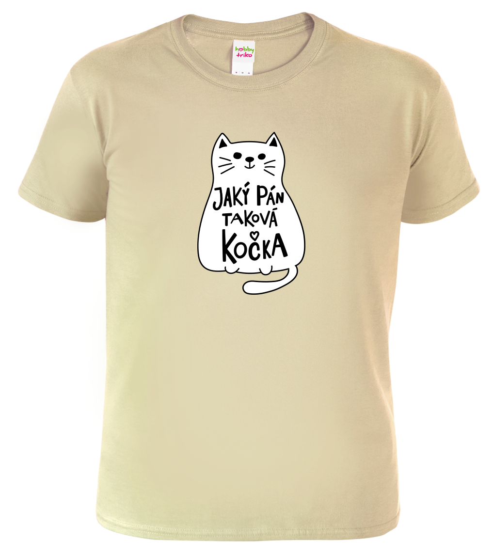 Pánské tričko s kočkou - Jaký pán, taková kočka Velikost: L, Barva: Béžová (51)