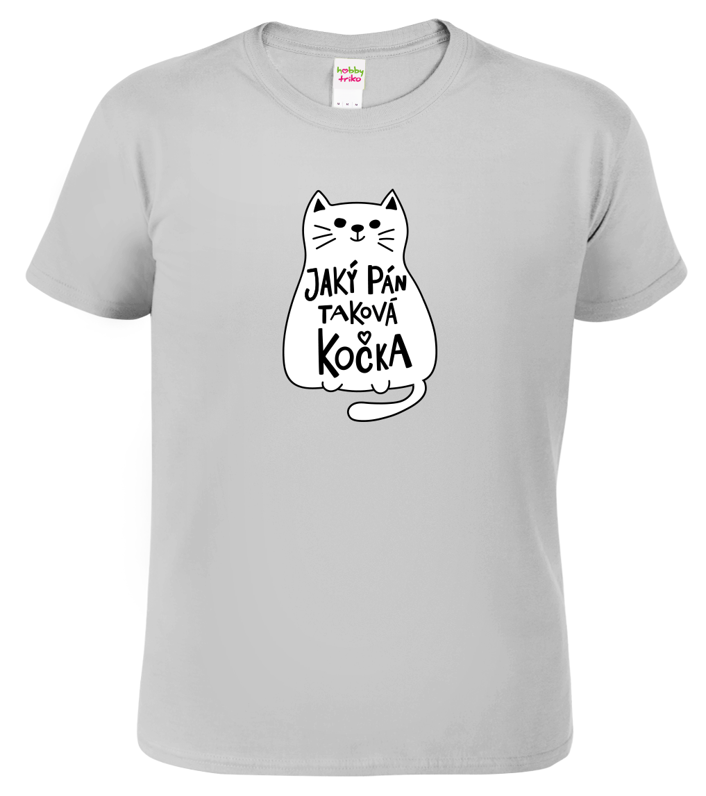 Pánské tričko s kočkou - Jaký pán, taková kočka Velikost: L, Barva: Světle šedý melír (03)