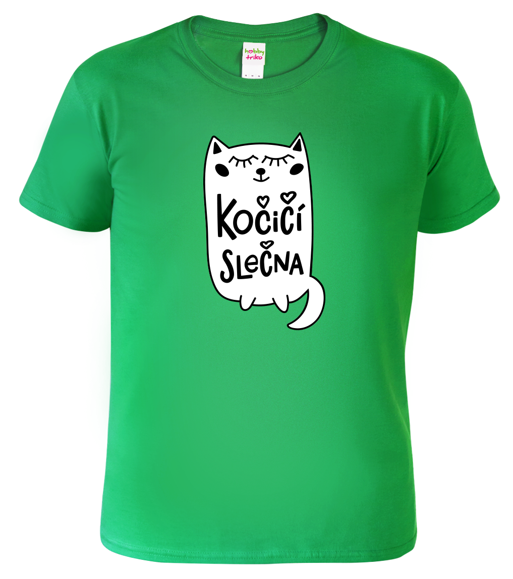 Dětské tričko s kočkou - Kočičí slečna Velikost: 6 let / 122 cm, Barva: Středně zelená (16)