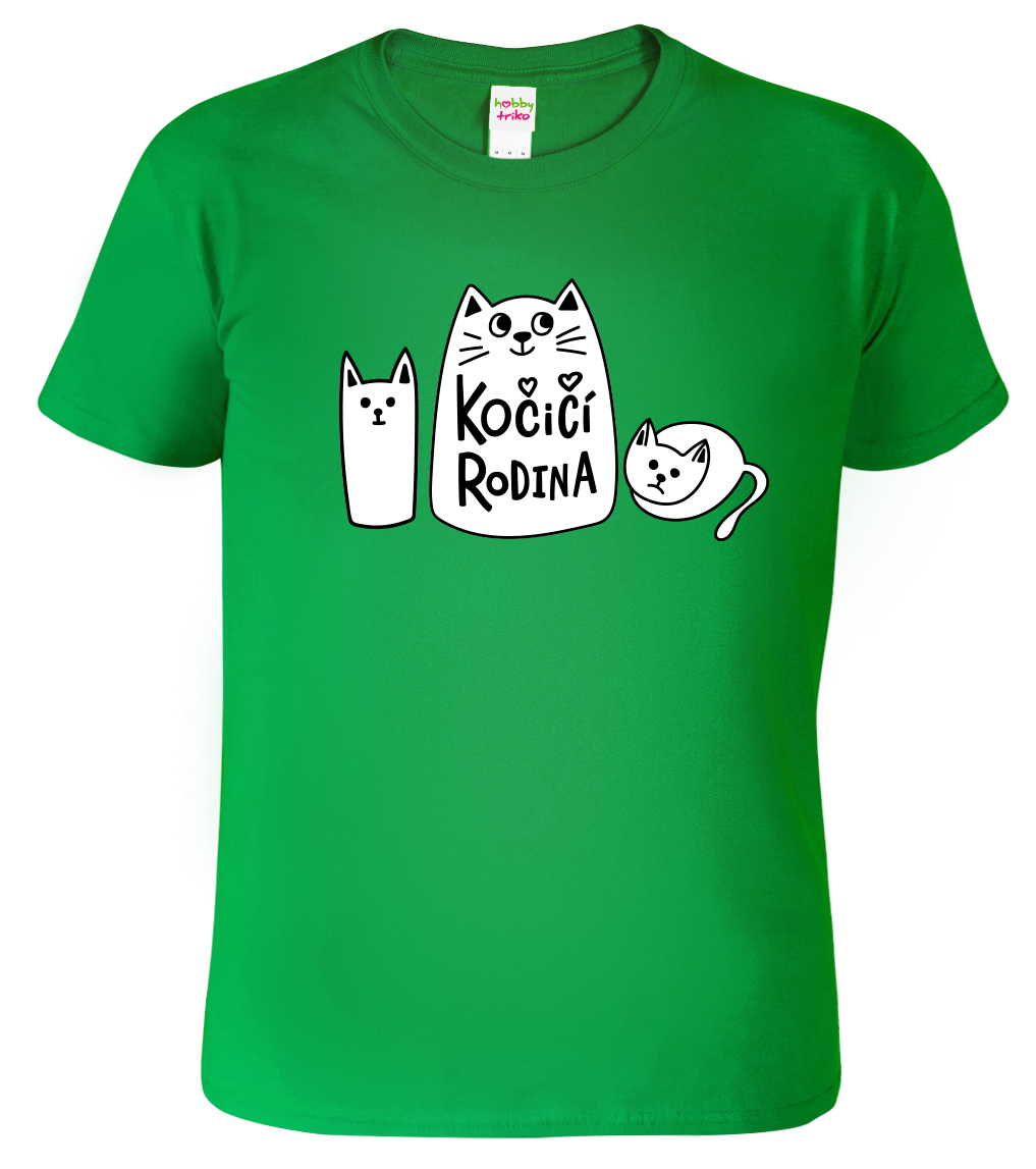 Dětské tričko s kočkou - Kočičí rodina Velikost: 10 let / 146 cm, Barva: Středně zelená (16)