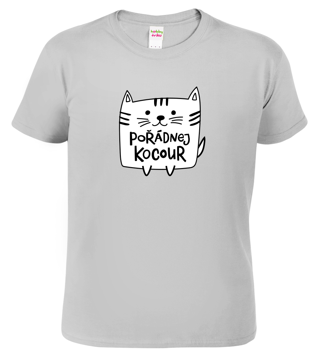 Dětské tričko s kočkou - Pořádnej kocour Velikost: 4 roky / 110 cm, Barva: Světle šedý melír (03)