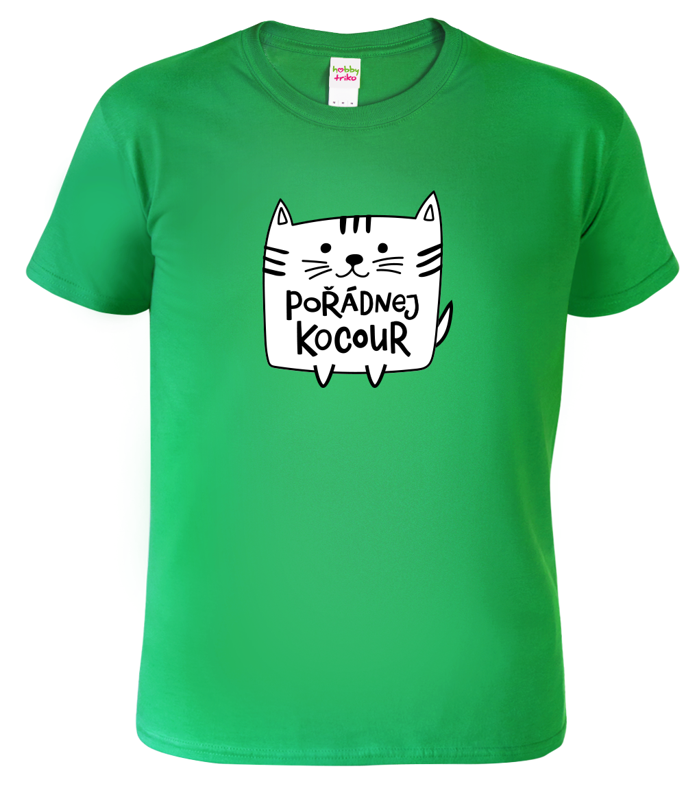 Dětské tričko s kočkou - Pořádnej kocour Velikost: 10 let / 146 cm, Barva: Středně zelená (16)
