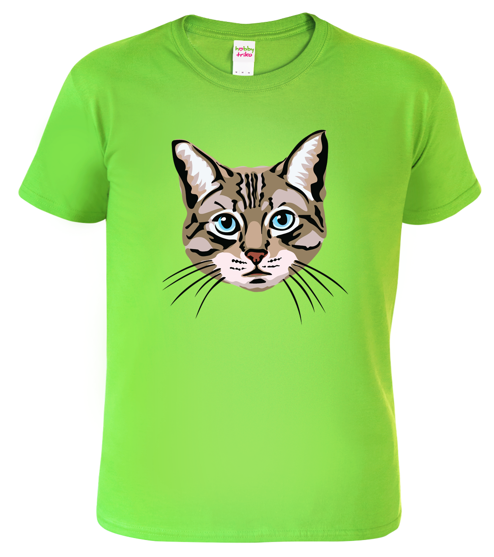 Dětské tričko s kočkou - Modroočka Velikost: 4 roky / 110 cm, Barva: Apple Green (92)