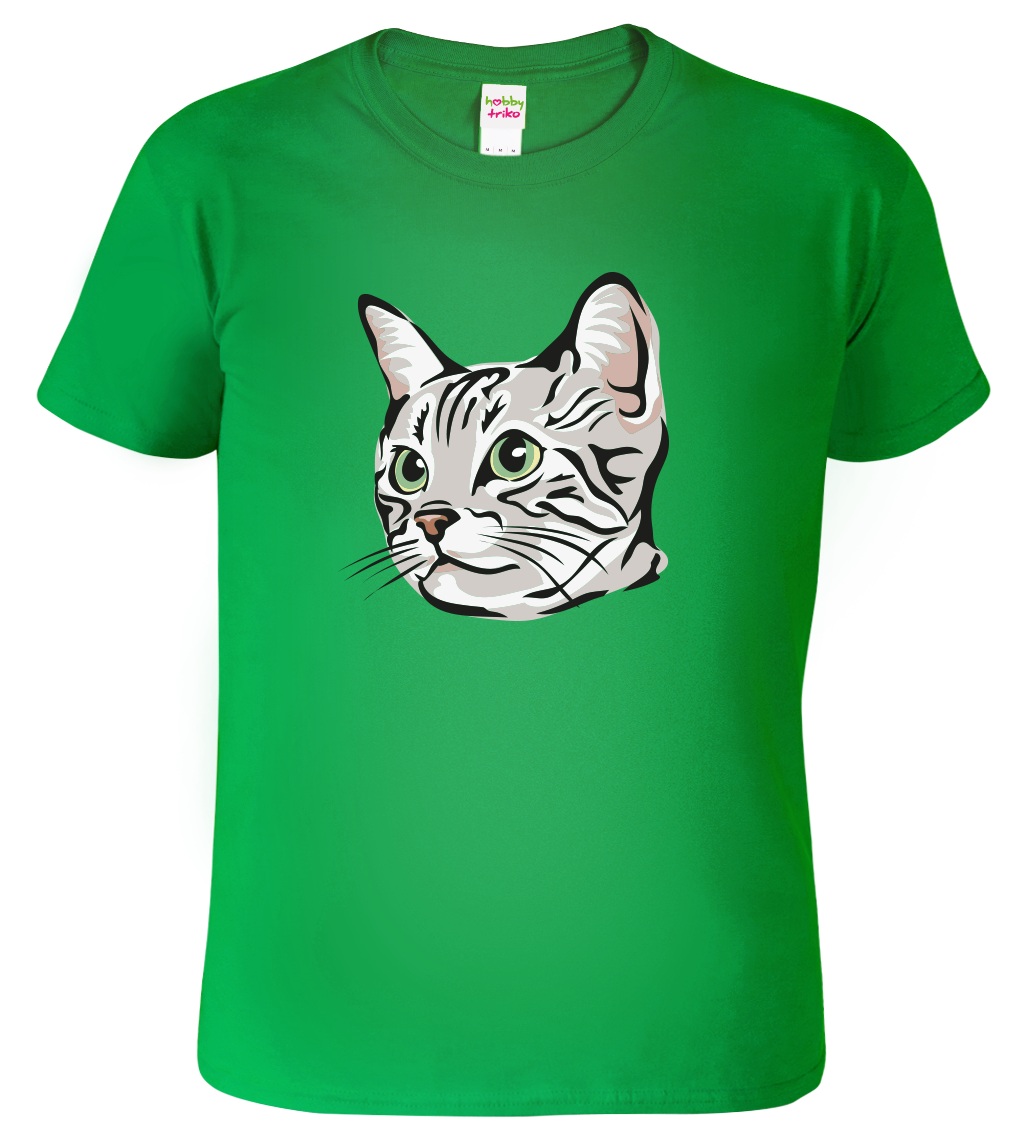 Dětské tričko s kočkou - Zelenoočka Velikost: 4 roky / 110 cm, Barva: Středně zelená (16)