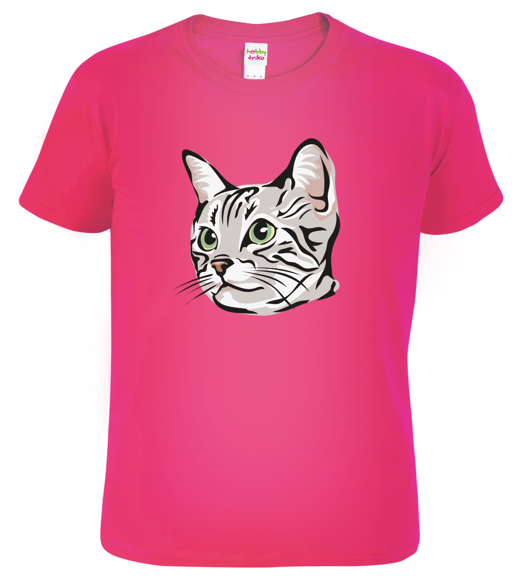 Dětské tričko s kočkou - Zelenoočka Velikost: 4 roky / 110 cm, Barva: Malinová (63)