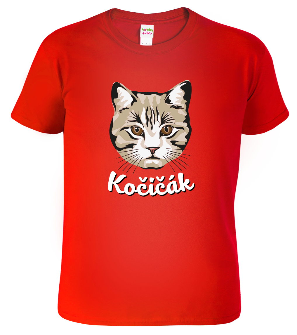 Dětské chlapecké tričko s kočkou - Kočičák Velikost: 6 let / 122 cm, Barva: Červená (07)