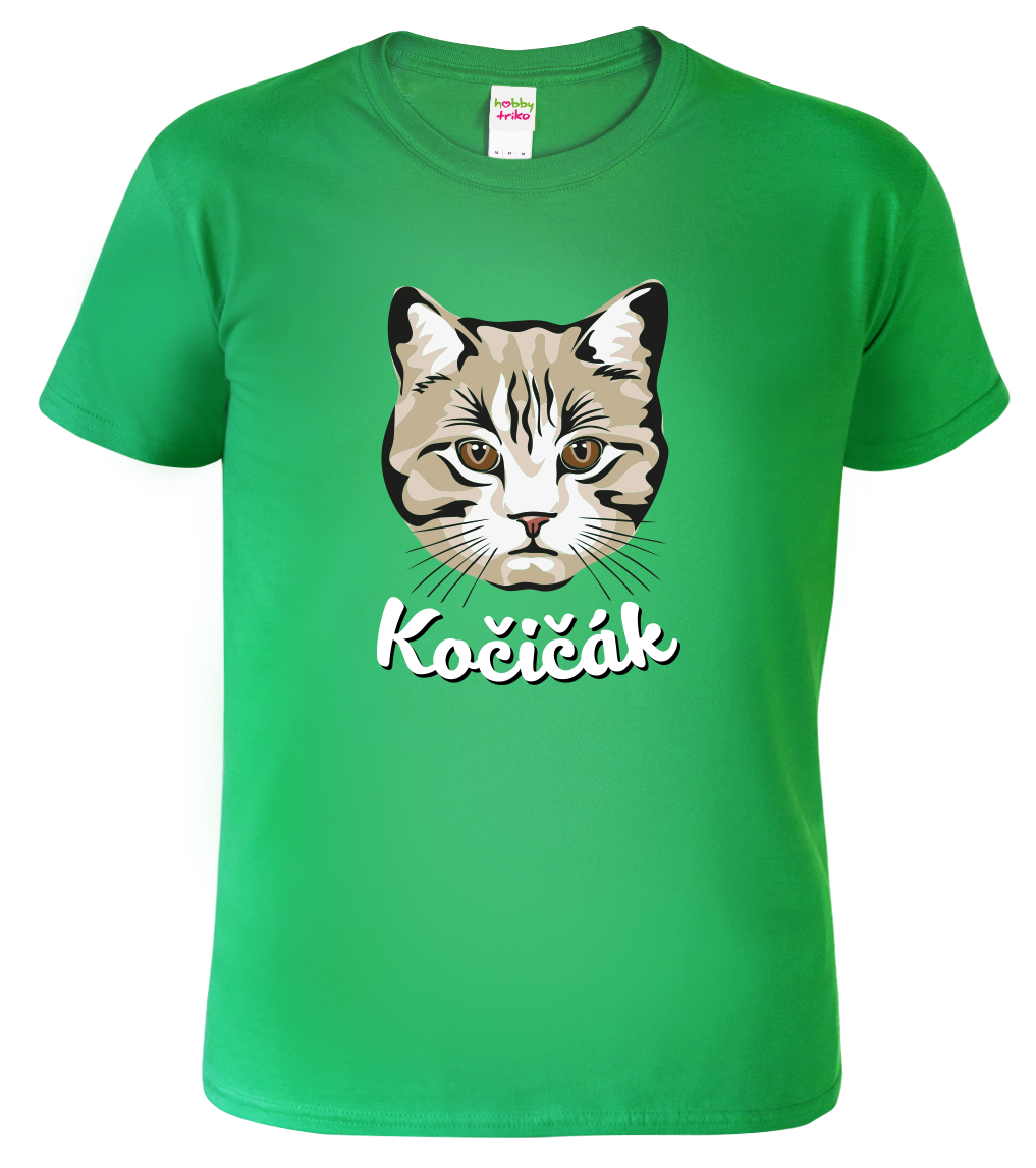 Dětské chlapecké tričko s kočkou - Kočičák Velikost: 6 let / 122 cm, Barva: Středně zelená (16)
