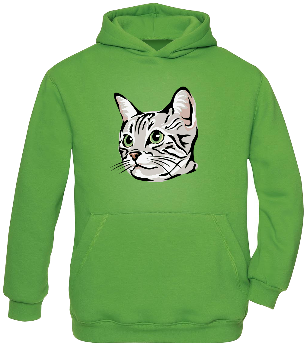 Dětská mikina s kočkou - Zelenoočka Velikost: 12-14 let, Barva: Zelená (Real Green)