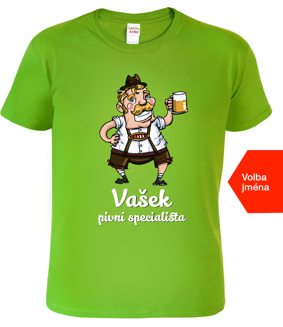 Pivní tričko se jménem - Pivní specialista Velikost: 2XL, Barva: Apple Green (92)