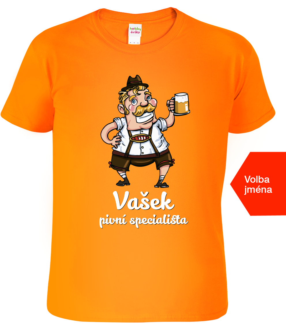 Pivní tričko se jménem - Pivní specialista Velikost: M, Barva: Oranžová (11)