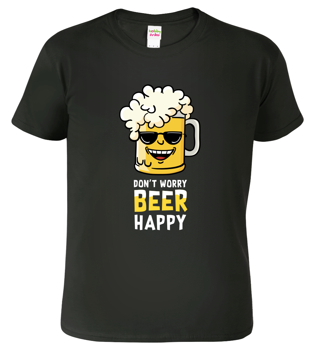 Pivní tričko - Don't Worry Beer Happy Velikost: M, Barva: Černá (01)