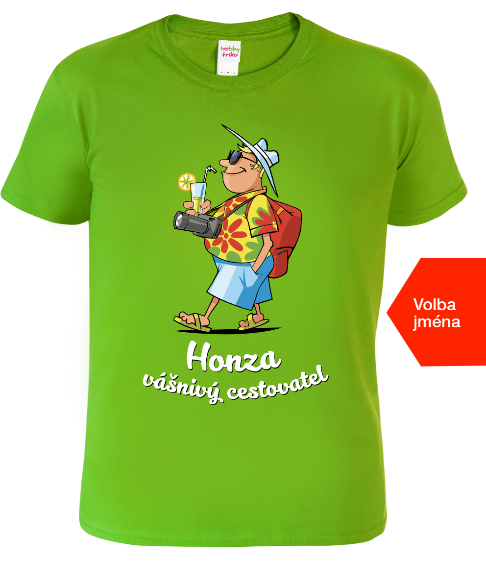 Pánské cestovatelské tričko - Vášnivý cestovatel Velikost: M, Barva: Apple Green (92)