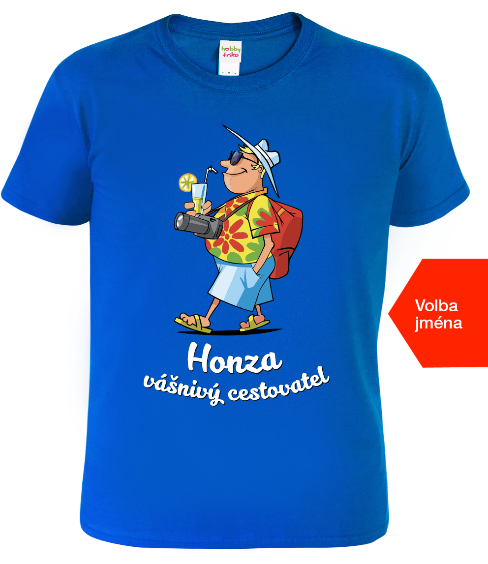 Pánské cestovatelské tričko - Vášnivý cestovatel Velikost: 2XL, Barva: Královská modrá (05)