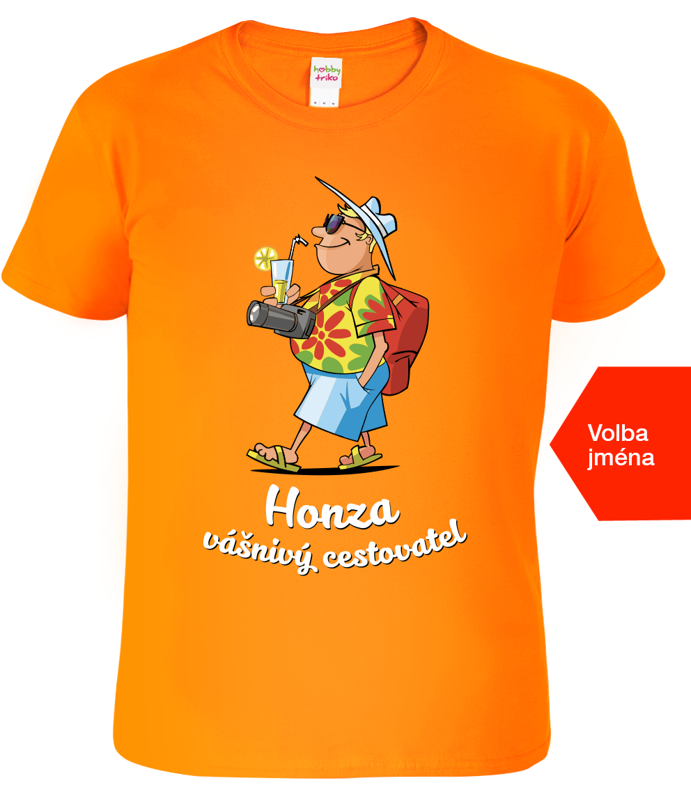 Pánské cestovatelské tričko - Vášnivý cestovatel Velikost: M, Barva: Oranžová (11)