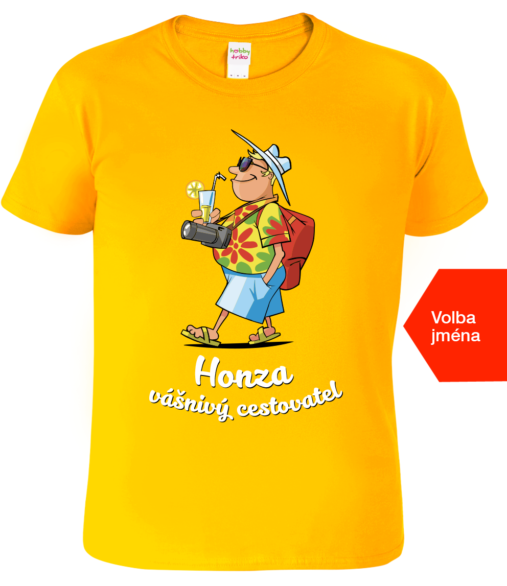 Pánské cestovatelské tričko - Vášnivý cestovatel Velikost: XL, Barva: Žlutá (04)