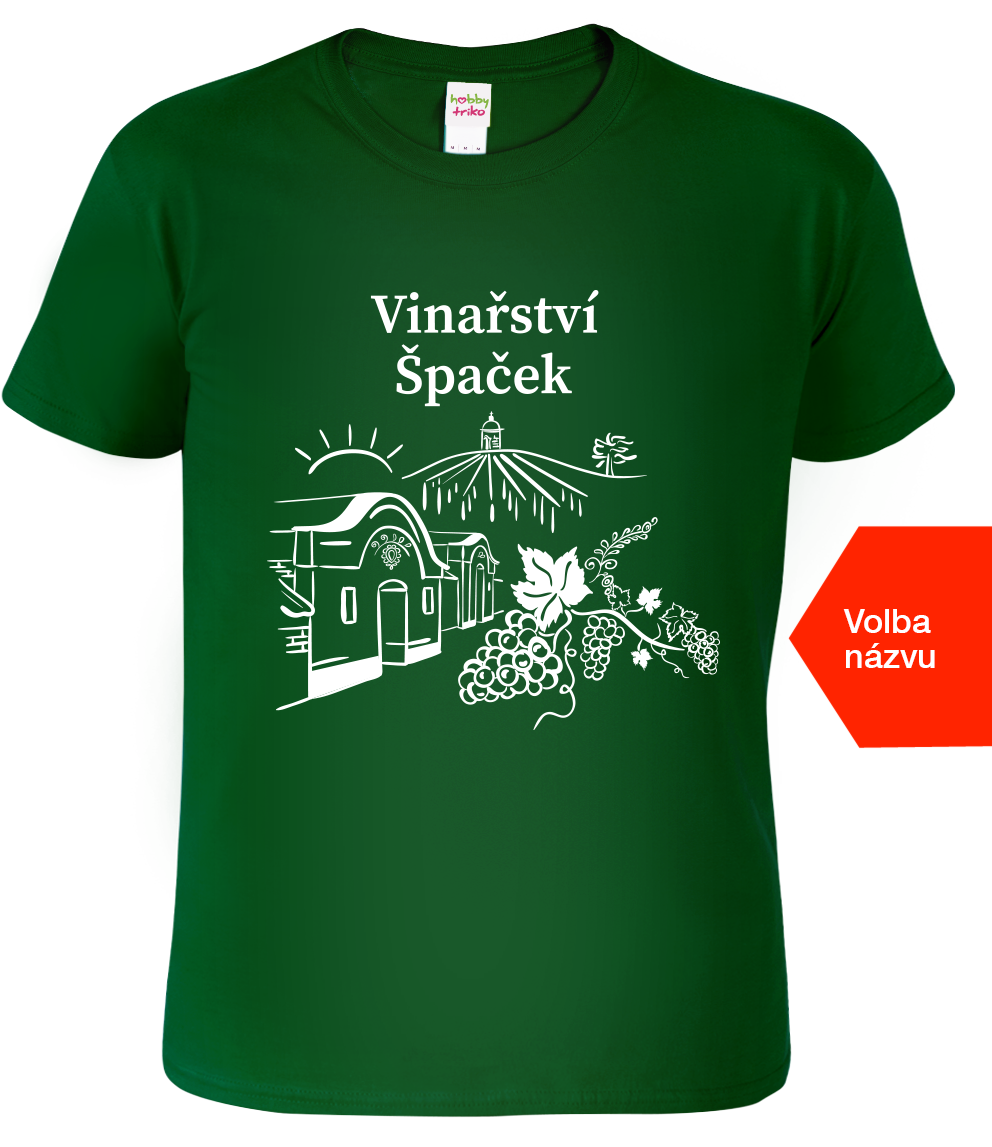 Firemní tričko pro vinaře - Vinařství Velikost: L, Barva: Lahvově zelená (06)