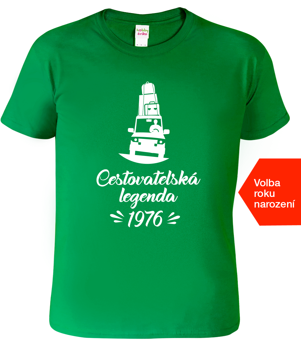 Pánské cestovatelské tričko - Cestovatelská legenda Velikost: S, Barva: Středně zelená (16)