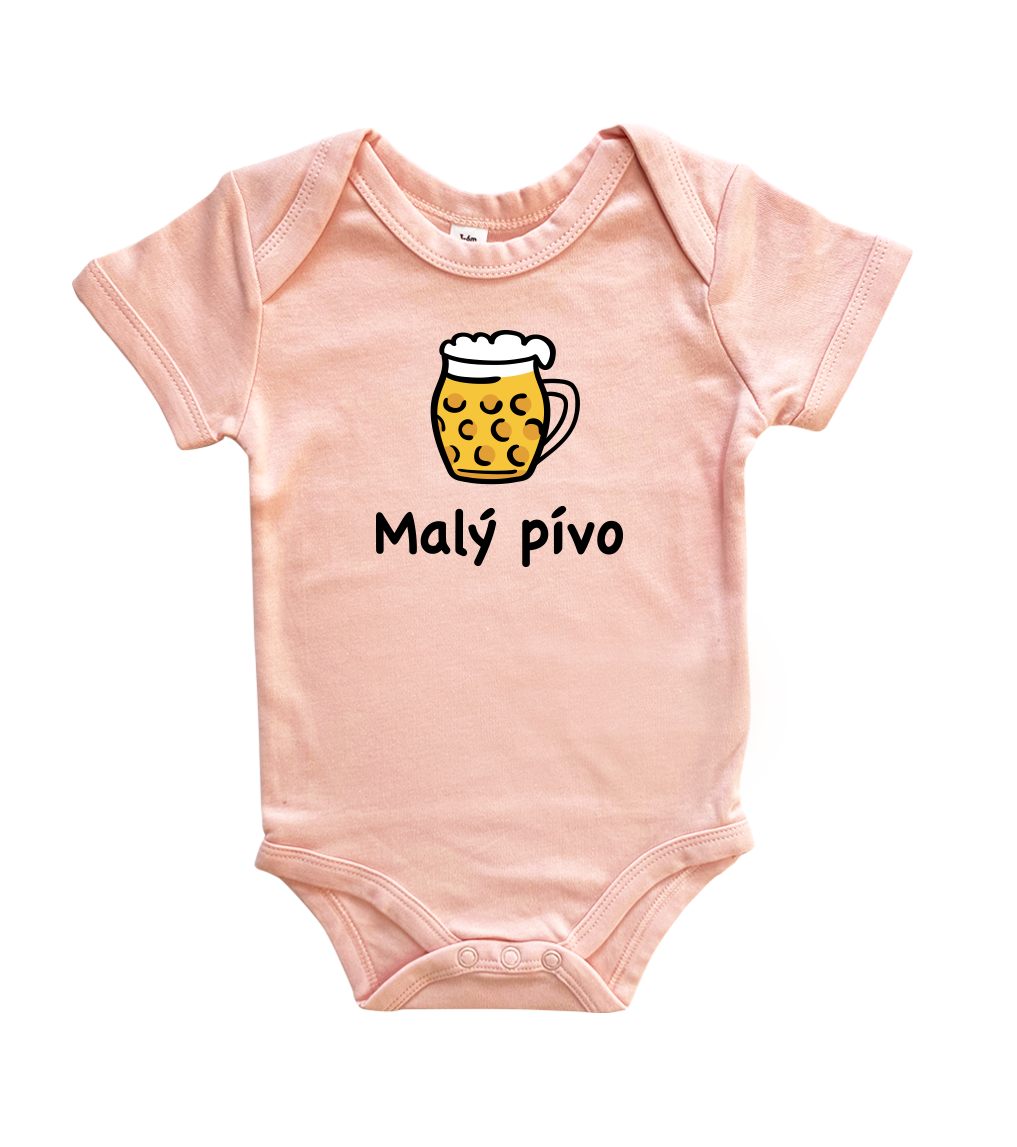 Vtipné body pro miminko - Malý pívo Velikost: 12-18 m, Barva: Světle růžová, Délka rukávu: Krátký rukáv