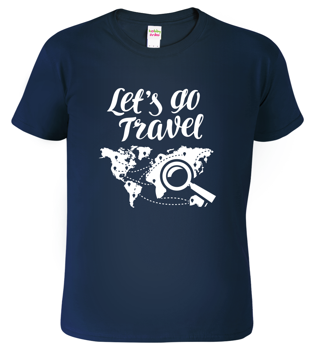 Pánské cestovatelské tričko - Let's Go Travel Velikost: 2XL, Barva: Námořní modrá (02)