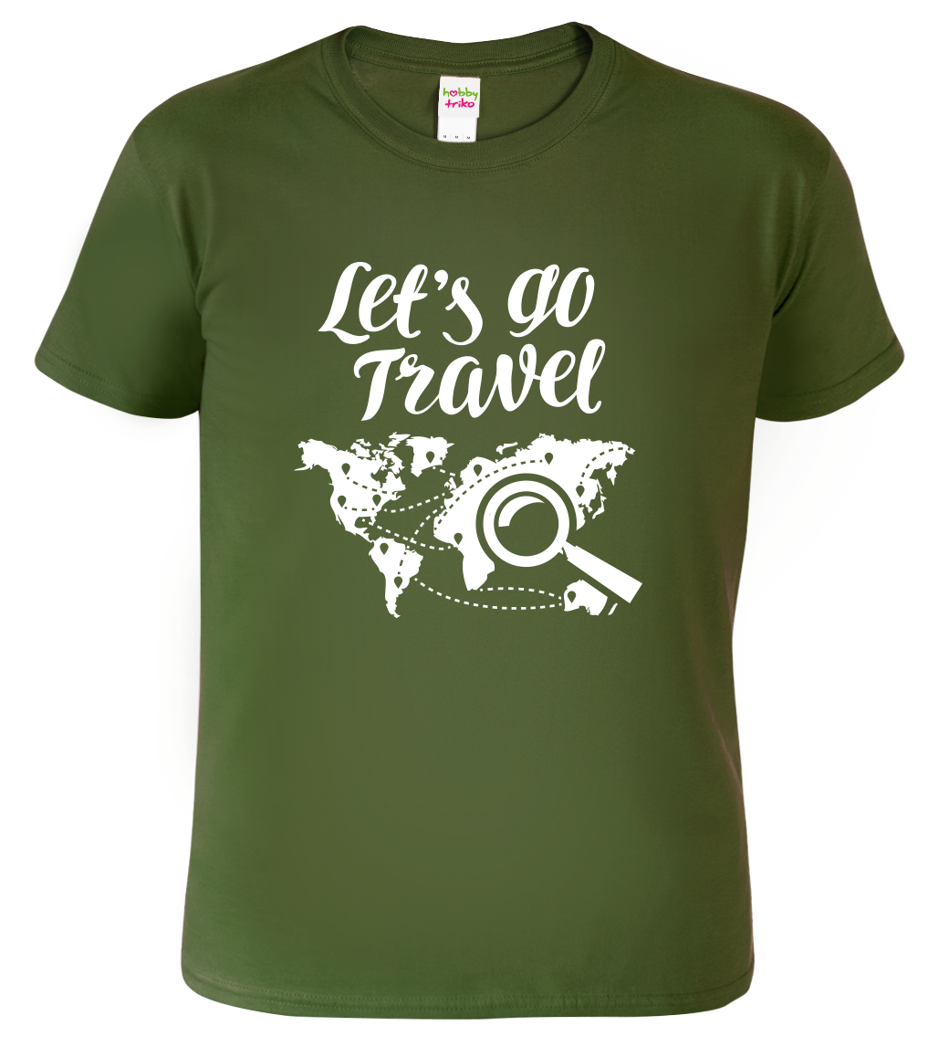 Pánské cestovatelské tričko - Let's Go Travel Velikost: M, Barva: Military (69)