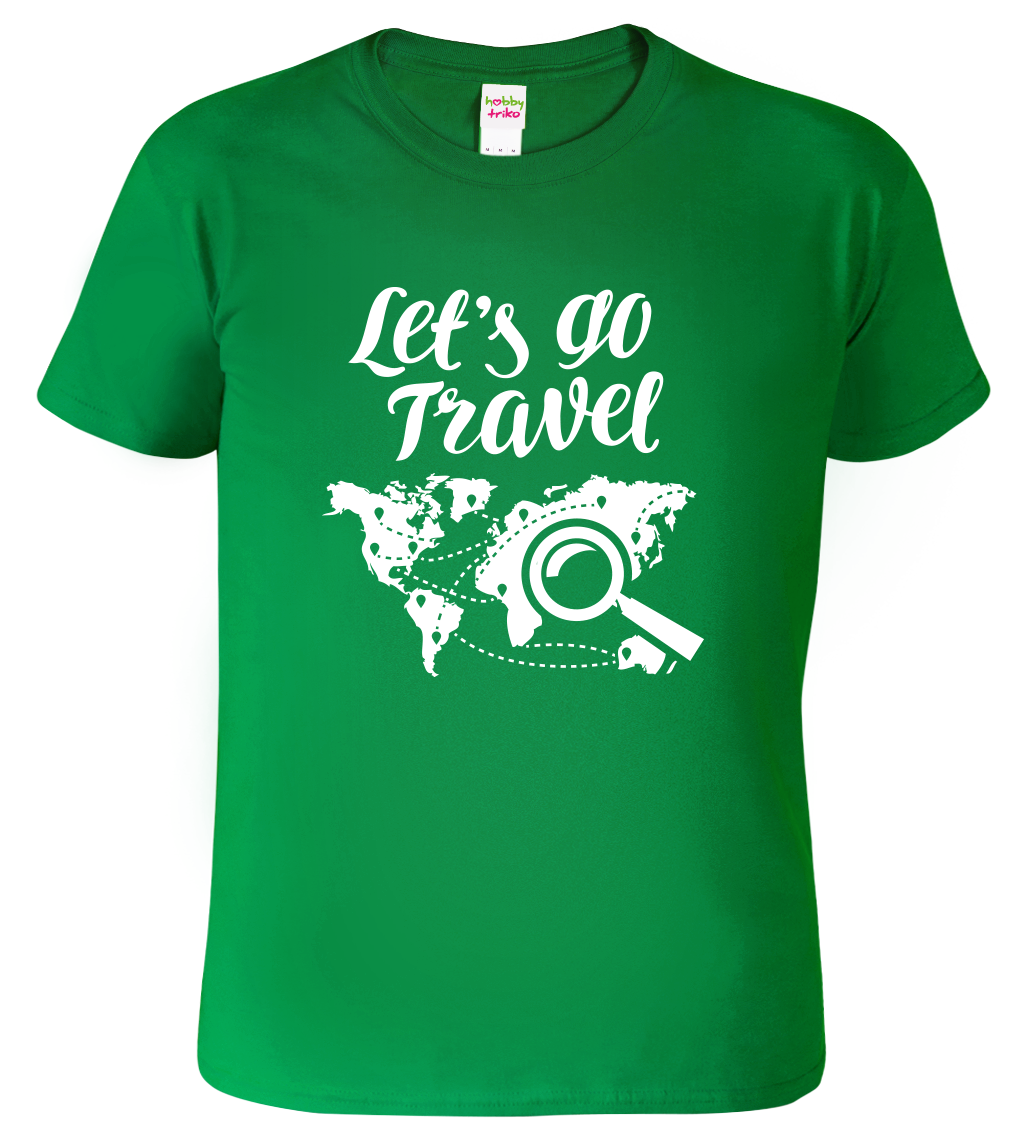 Pánské cestovatelské tričko - Let's Go Travel Velikost: 2XL, Barva: Středně zelená (16)