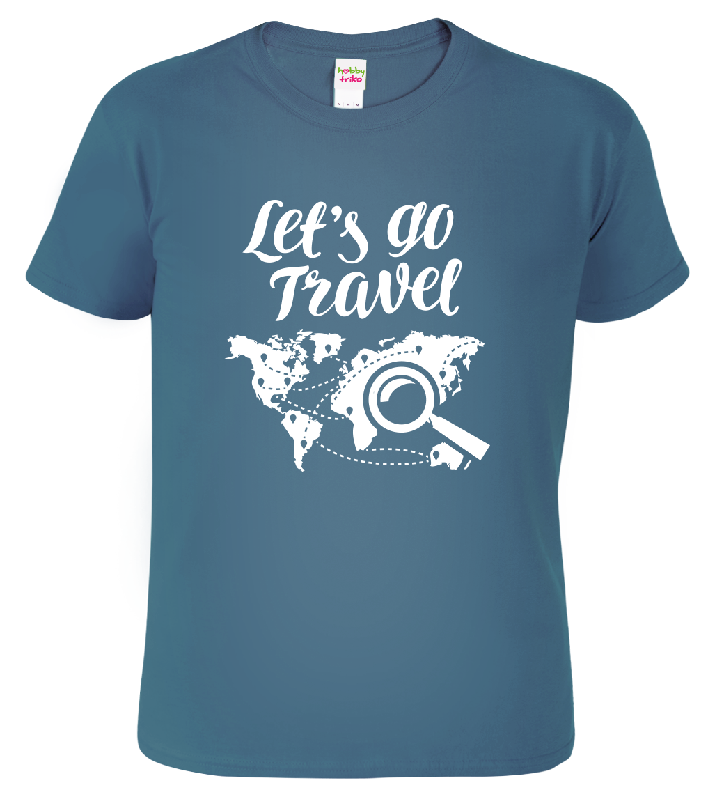 Pánské cestovatelské tričko - Let's Go Travel Velikost: S, Barva: Denim (60)