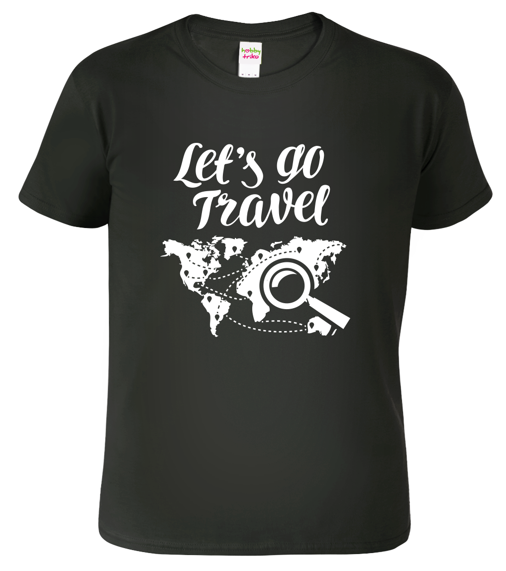 Pánské cestovatelské tričko - Let's Go Travel Velikost: XL, Barva: Černá (01)