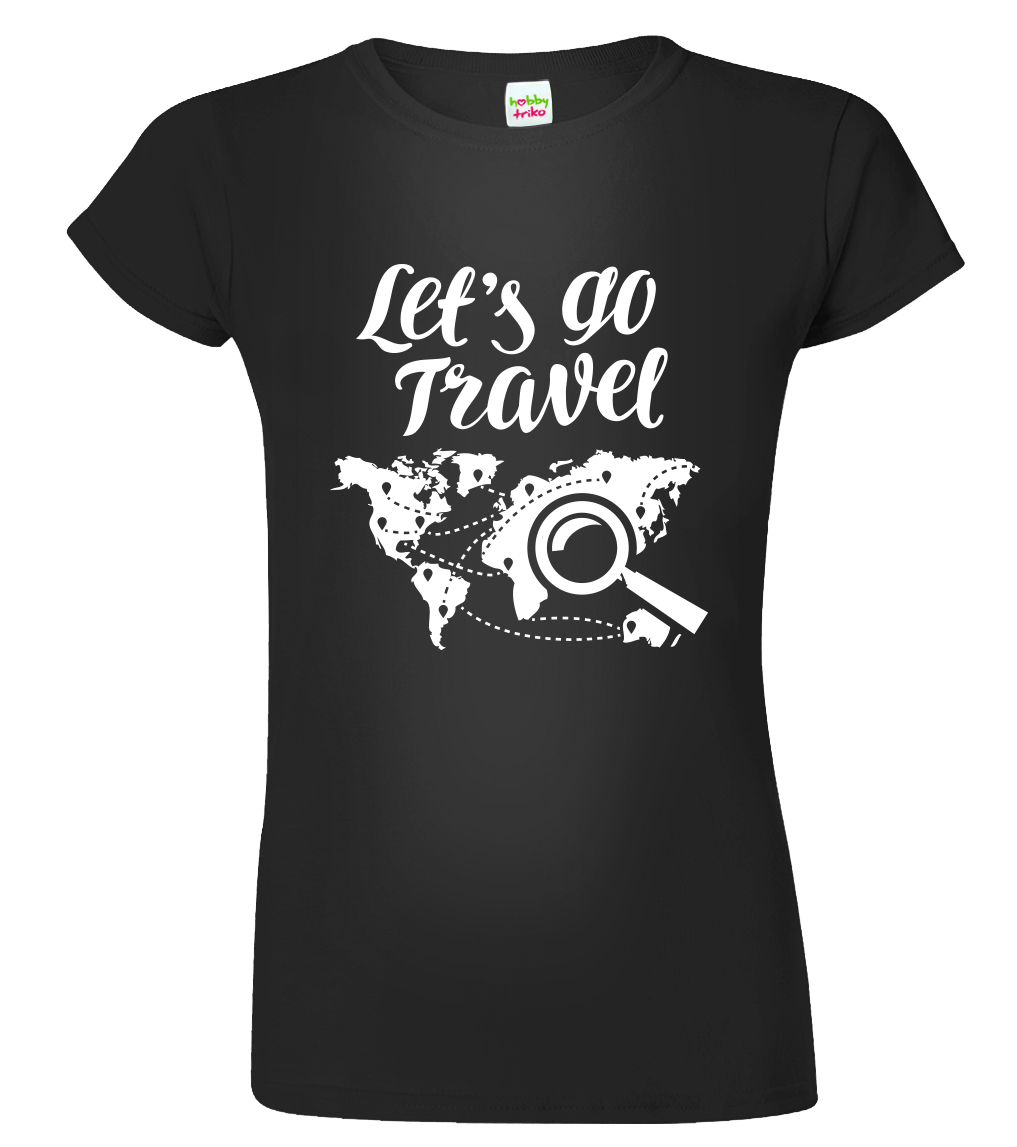 Dámské cestovatelské tričko - Let's Go Travel Velikost: 3XL, Barva: Černá (01)