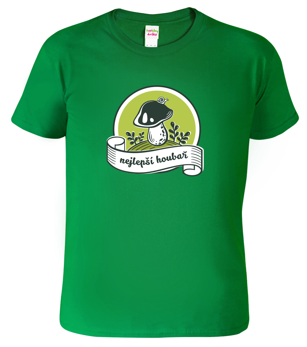Houbařské tričko - Hřib a slimák Velikost: M, Barva: Středně zelená (16)