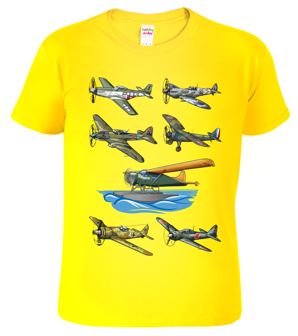 Dětské tričko s letadlem - Letadla Velikost: 6 let / 122 cm, Barva: Žlutá (04)