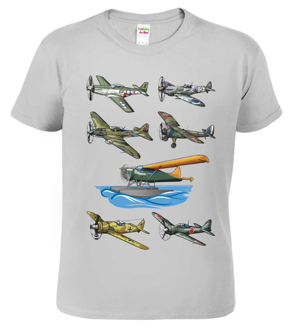 Dětské tričko s letadlem - Letadla Velikost: 8 let / 134 cm, Barva: Světle šedý melír (03)