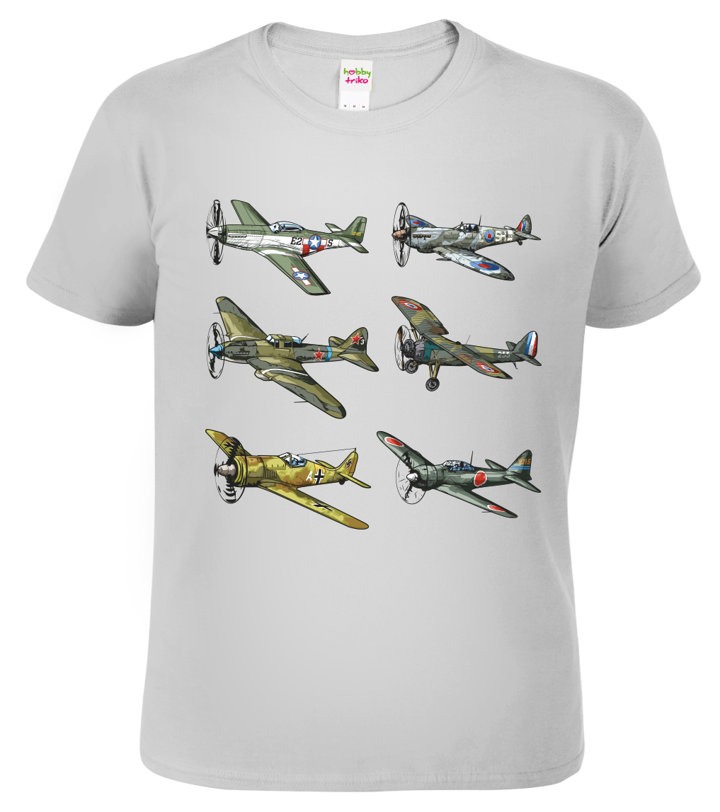 Tričko s letadlem - Letadla Velikost: XL, Barva: Světle šedý melír (03)