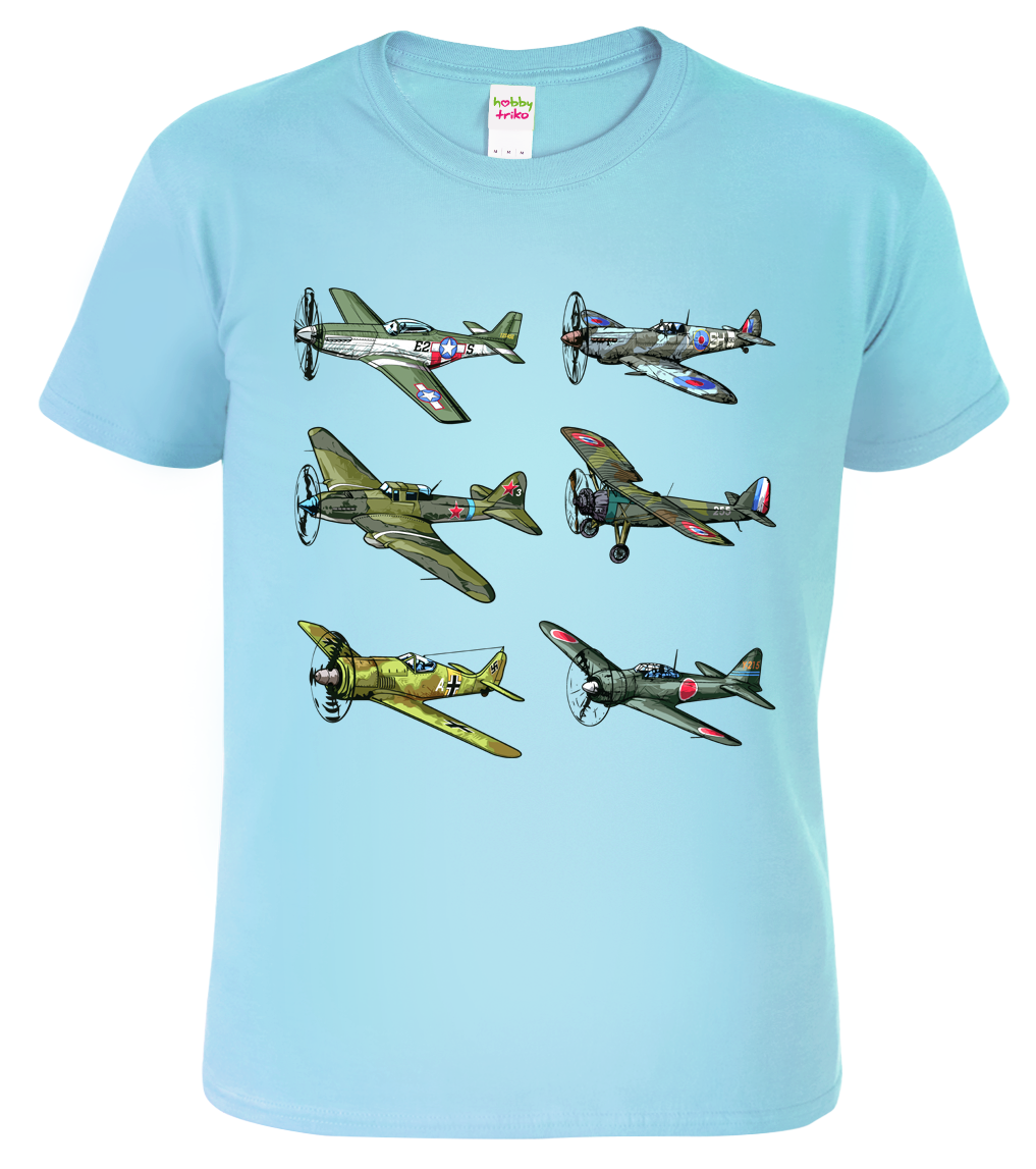 Tričko s letadlem - Letadla Velikost: S, Barva: Nebesky modrá (15)