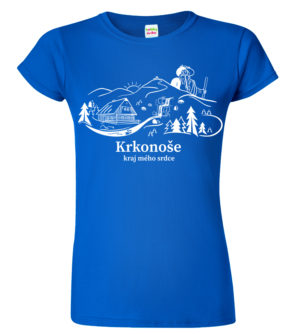 Dámské tričko - Krkonoše Velikost: XL, Barva: Královská modrá (05)