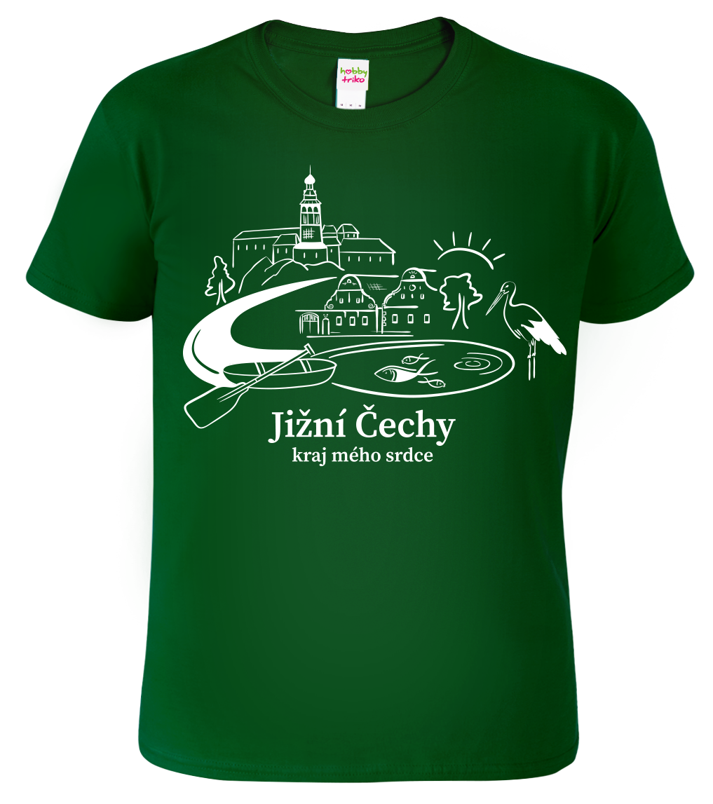 Pánské tričko - Jižní Čechy Velikost: XL, Barva: Lahvově zelená (06)