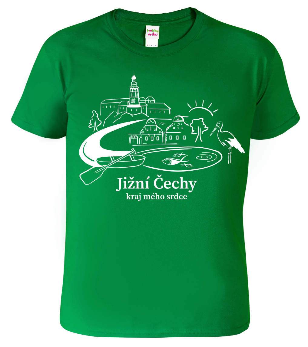 Pánské tričko - Jižní Čechy Velikost: XL, Barva: Středně zelená (16)