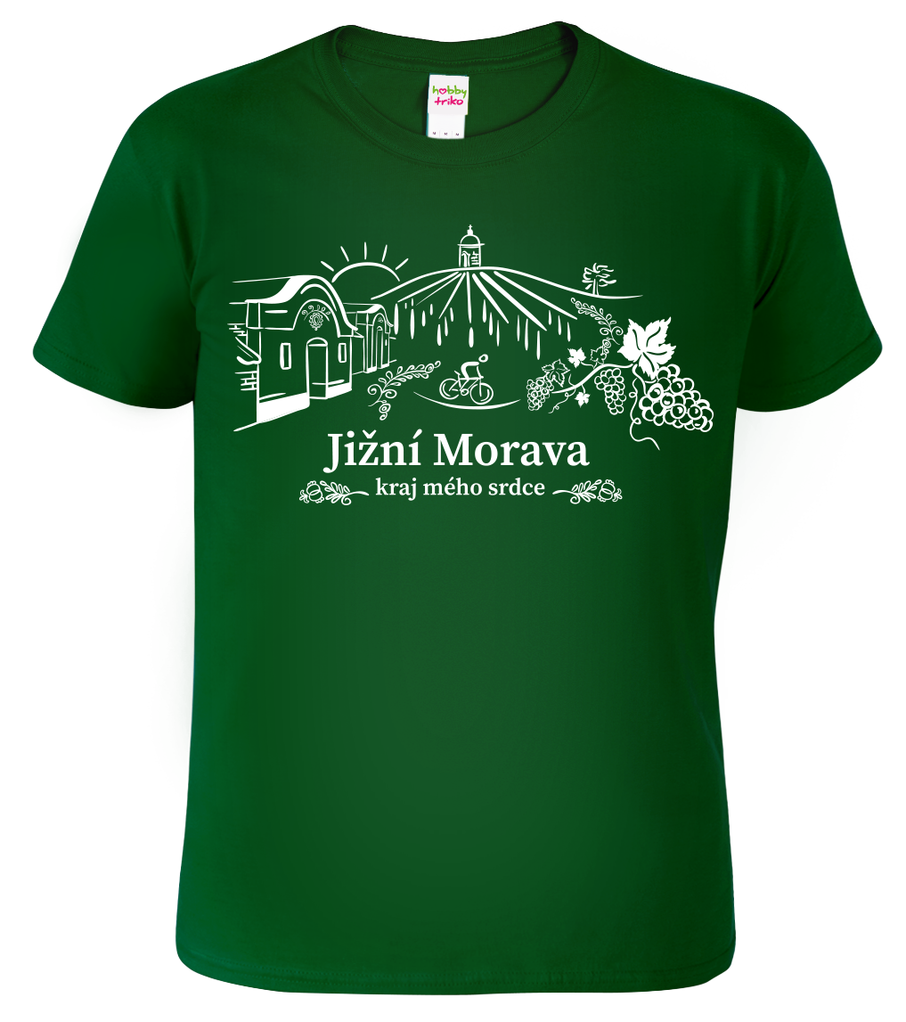 Pánské tričko - Jižní Morava Velikost: M, Barva: Lahvově zelená (06)