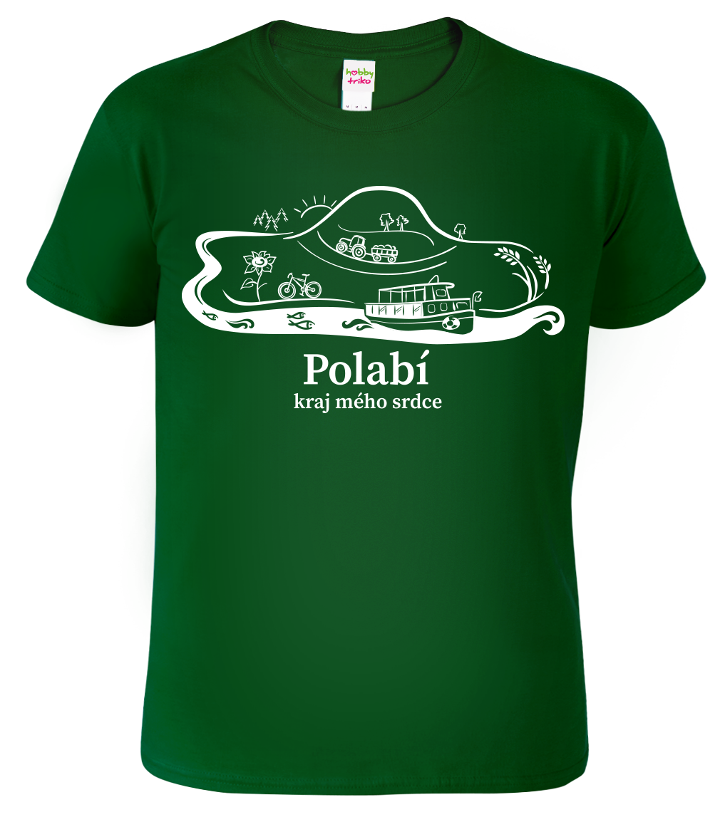 Pánské tričko - Polabí Velikost: XL, Barva: Lahvově zelená (06)