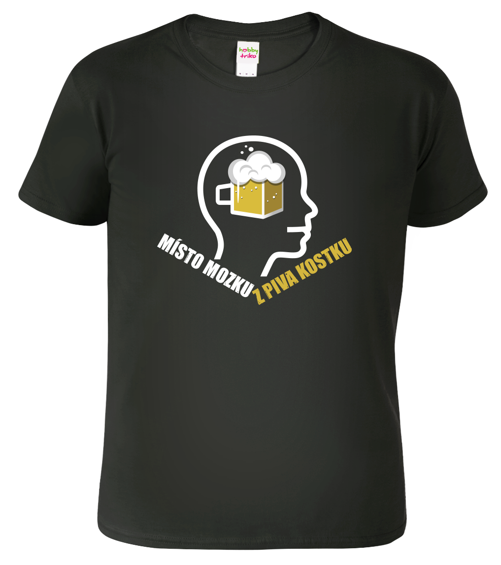 Vtipné tričko - Místo mozku z piva kostku Velikost: 2XL, Barva: Černá (01)