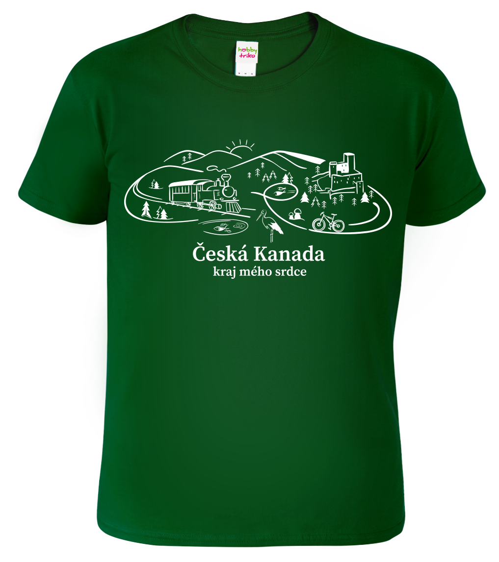 Pánské tričko - Česká Kanada Velikost: S, Barva: Lahvově zelená (06)
