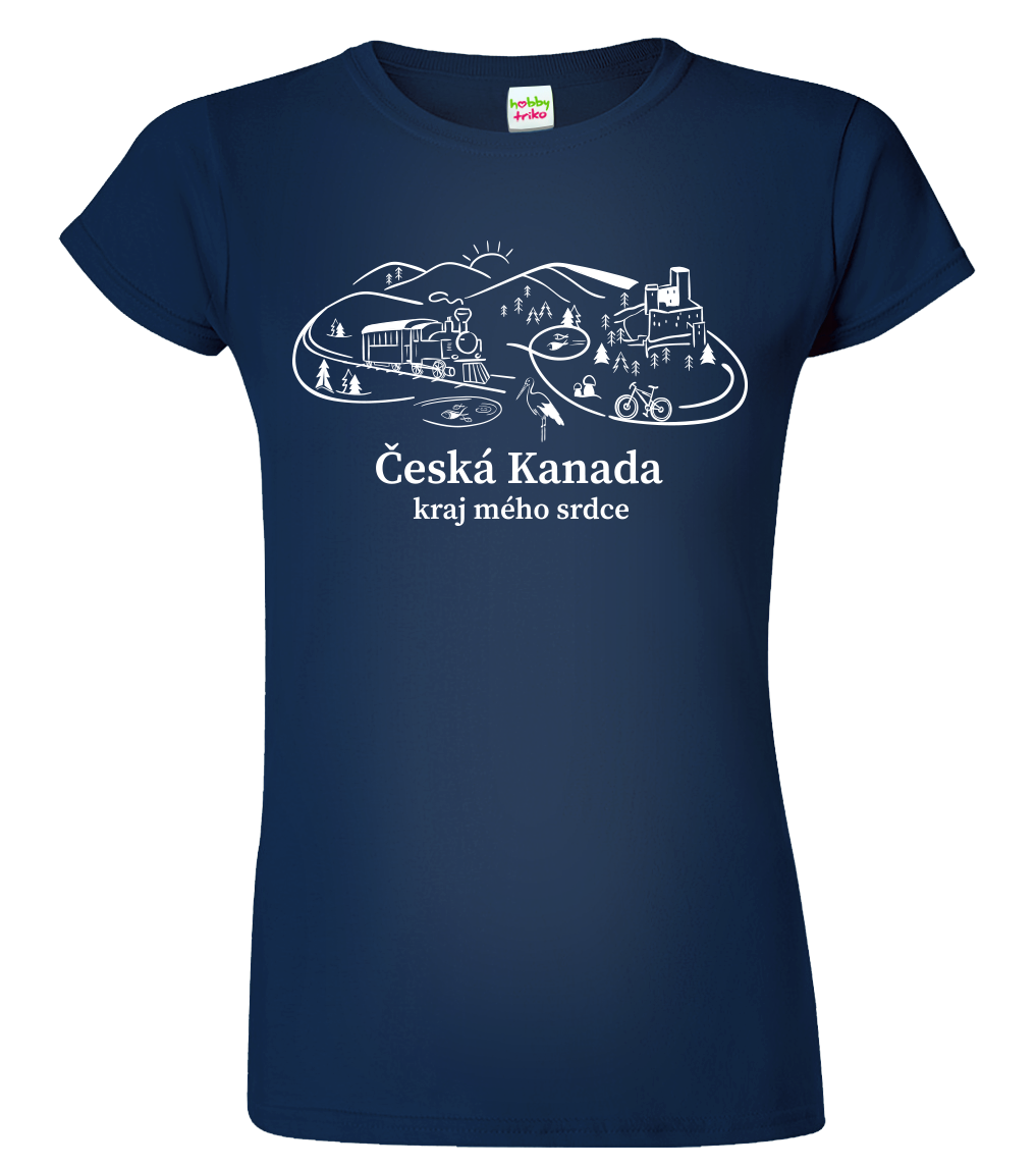 Dámské tričko - Česká Kanada Velikost: M, Barva: Námořní modrá (02)