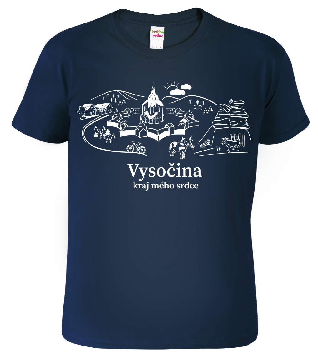 Pánské tričko - Českomoravská vysočina Velikost: XL, Barva: Námořní modrá (02)