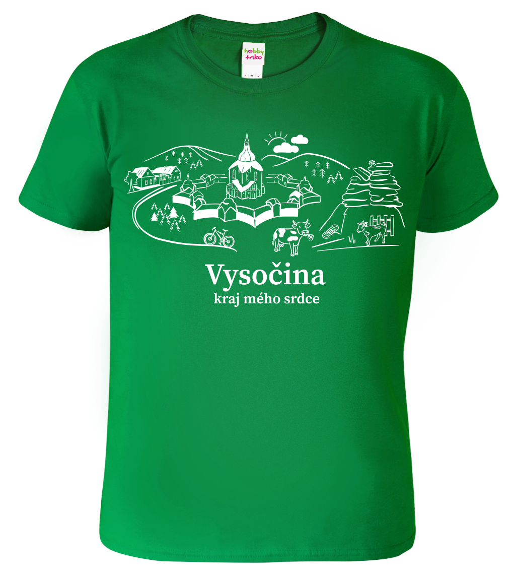 Pánské tričko - Českomoravská vysočina Velikost: 2XL, Barva: Středně zelená (16)
