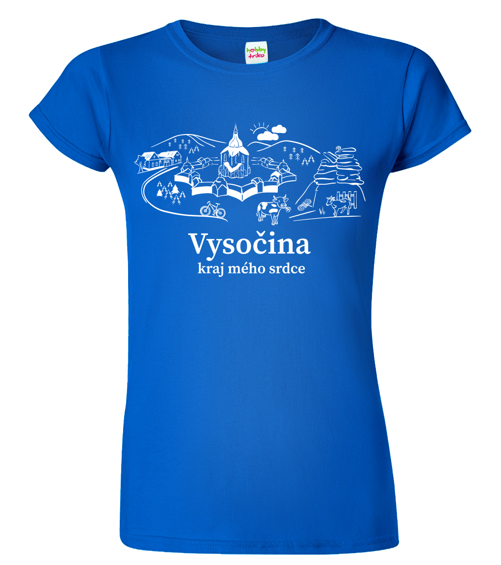 Dámské tričko - Českomoravská vysočina Velikost: L, Barva: Královská modrá (05)