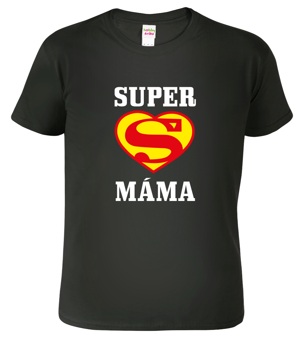Tričko pro mámu - Super máma Velikost: M, Barva: Černá (01), Střih: pánský